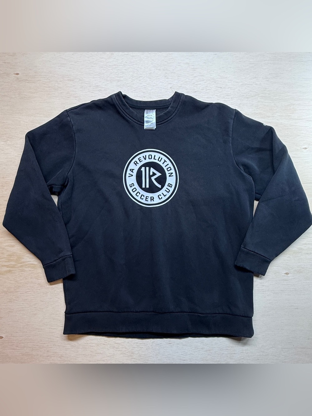 Adidas Sweatshirt Mens XL Black VA Revolution Soccer Club Pullover Crewneck Logo
